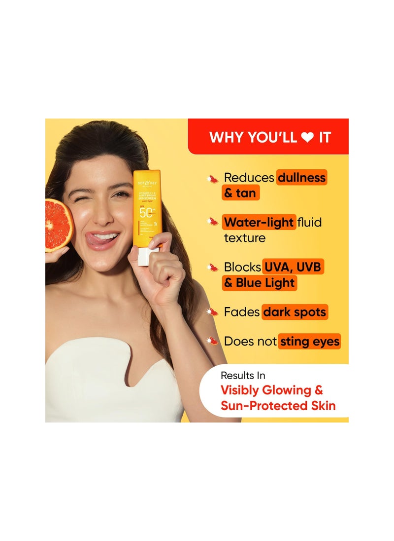 Dot & Key Dot & Key Sunscreen SPF 50 PA+++ with Vitamin C + E | for Even Toned & Glowing Skin | No White Cast, WaterLight I UVA/B & Blue Light Protection I for Women & Men | 50gm  - Image 3