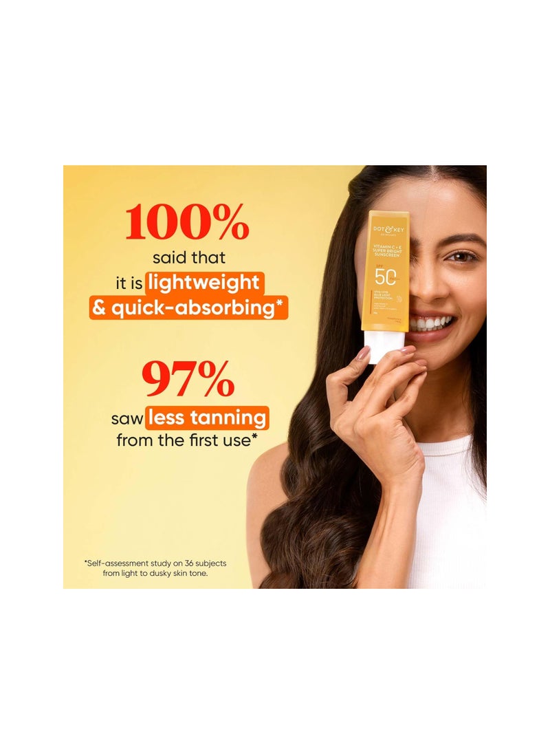 Dot & Key Dot & Key Sunscreen SPF 50 PA+++ with Vitamin C + E | for Even Toned & Glowing Skin | No White Cast, WaterLight I UVA/B & Blue Light Protection I for Women & Men | 50gm  - Image 4