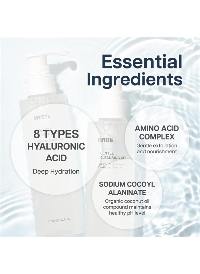 rovectin - Aqua Cleansing Gel (Conditioning Cleanser) Hydrating pH Balanced Facial Wash for Sensitive, Dry Skin | No Stripping, Fragrance-Free | Vegan, Korean Skincare (5.9 fl. oz) - Image 1