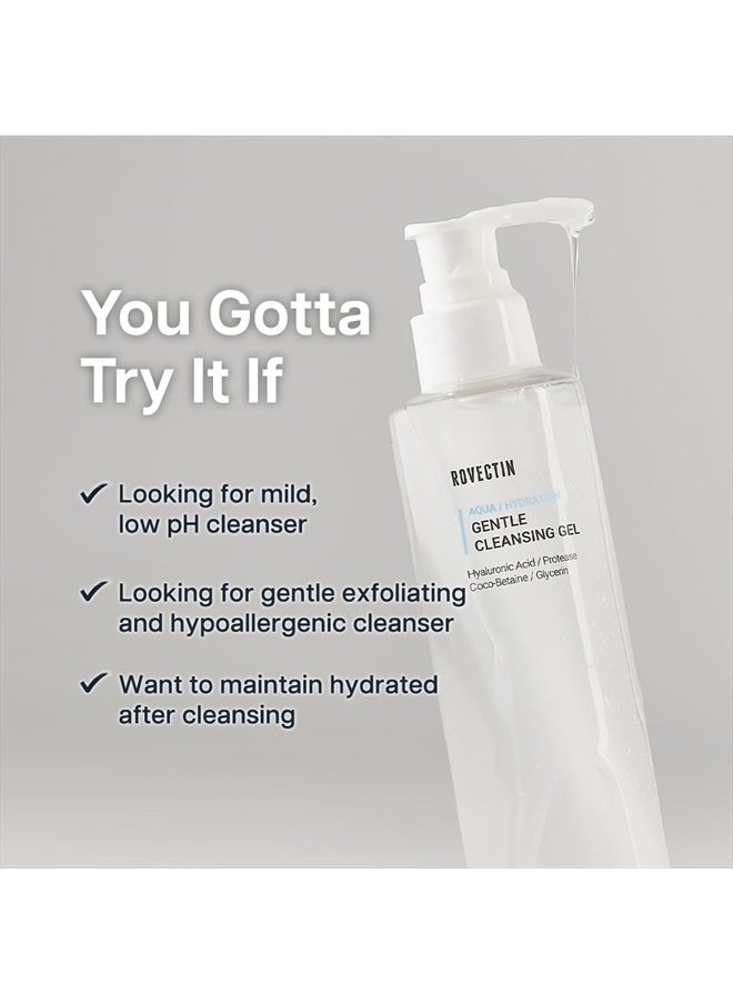 rovectin - Aqua Cleansing Gel (Conditioning Cleanser) Hydrating pH Balanced Facial Wash for Sensitive, Dry Skin | No Stripping, Fragrance-Free | Vegan, Korean Skincare (5.9 fl. oz) - Image 1