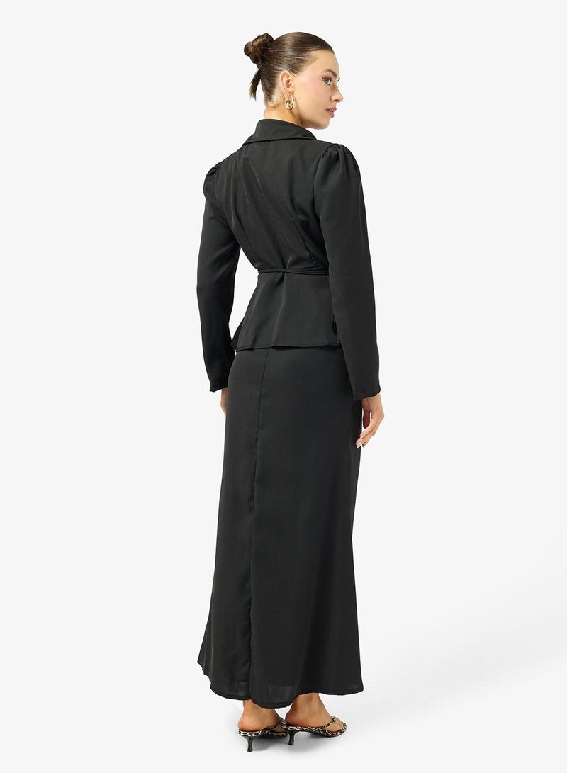 Ginger Wrap Around Peplum Top & Mermaid Skirt Coord Set - Image 2