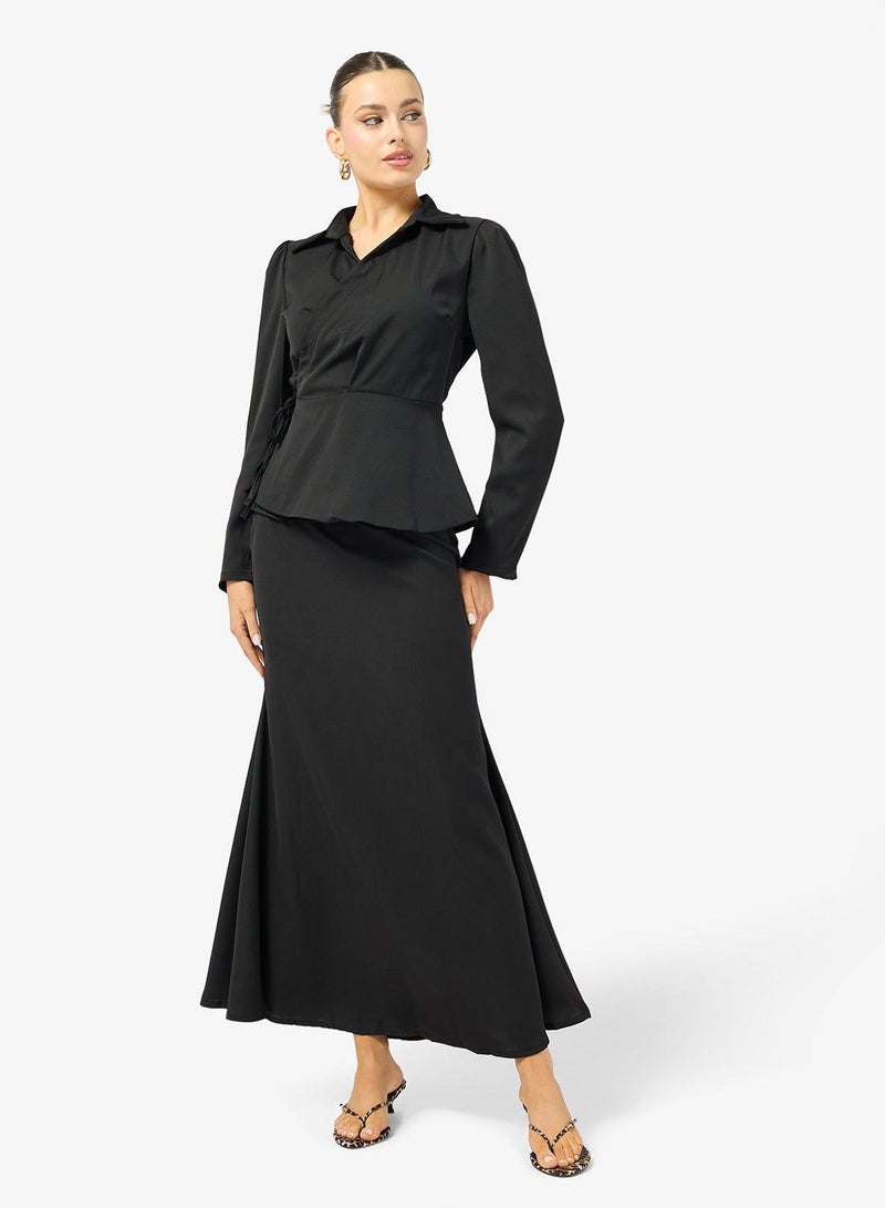 Ginger Wrap Around Peplum Top & Mermaid Skirt Coord Set - Image 5