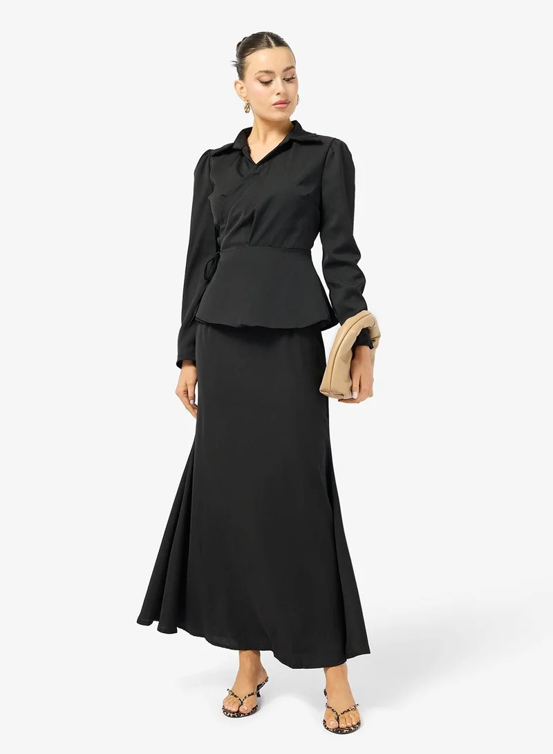 Ginger Wrap Around Peplum Top & Mermaid Skirt Coord Set