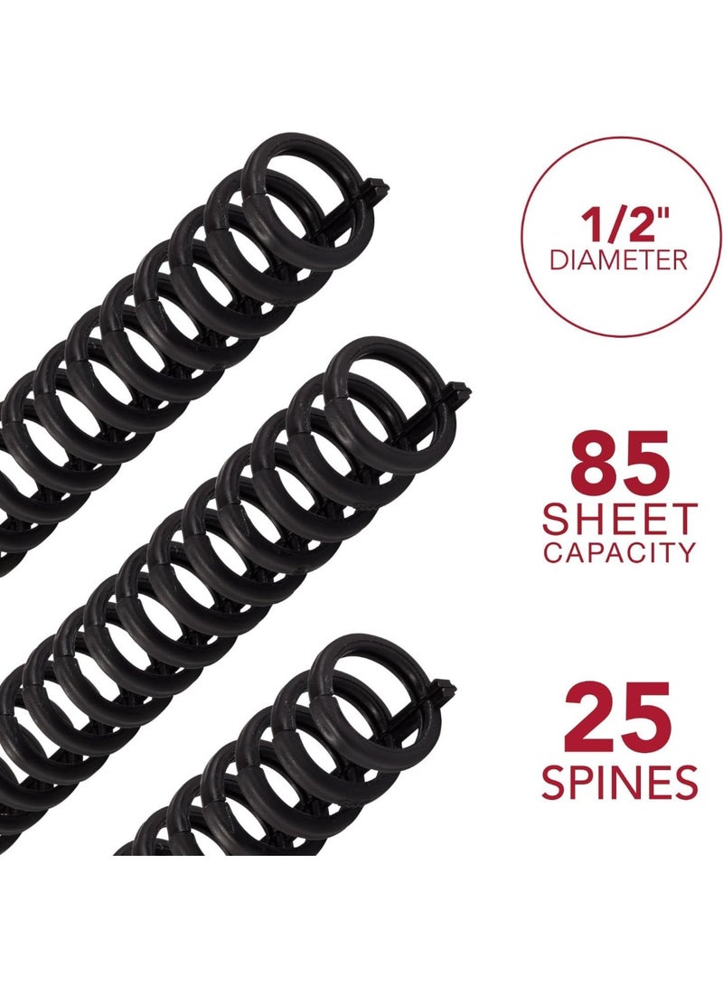 GBC Binding Spines / Spirals / Coils, 1/2" Diameter, 85 Sheet Capacity, ProClick, Black, 25 Pack (2515660) - Image 5