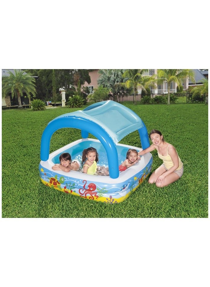 Bestway Inflatable Canopy Play Pool 140x140x114cm | Detachable Canopy | Inflatable Pool | Kiddie Pool | Easy to Set Up | Backyard Pool | Family Pool Perfect for Summer - Image 2