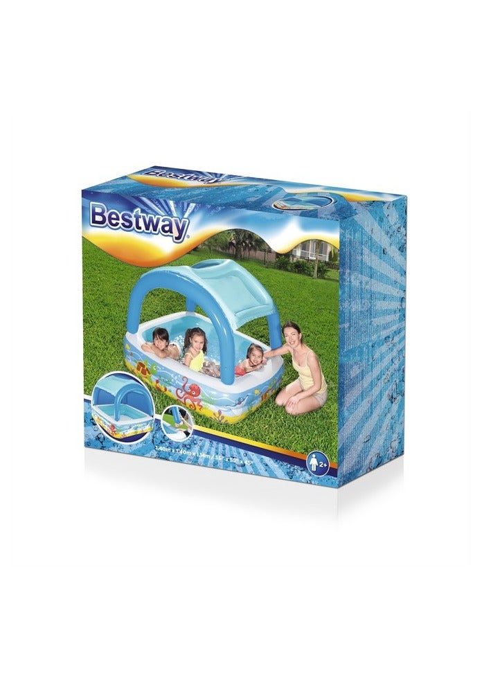 Bestway Inflatable Canopy Play Pool 140x140x114cm | Detachable Canopy | Inflatable Pool | Kiddie Pool | Easy to Set Up | Backyard Pool | Family Pool Perfect for Summer - Image 3