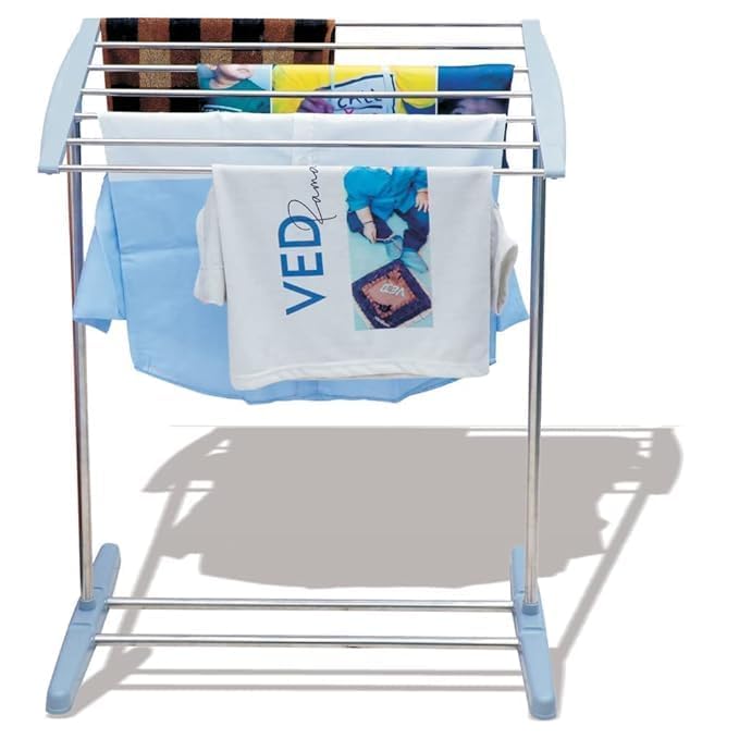 SIMESTICH Stainless Steel Towel Rack, Floor-Standing Multi-Functional Mobile Foldable Balcony Towel Stand, Save Space Rack for Drying Holder, Mini Cloth Rack - Image 1