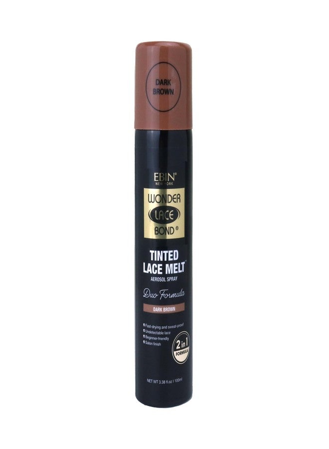 EBIN NEW YORK Wonder Lace Bond Tinted Lace Melt Aerosol Spray - Dark Brown 3.38oz/ 100ml - Quick Dry No Transfer Formula, Humid Resistant, Infused with Keratin for Protect Skin, Paraben Free - Image 1