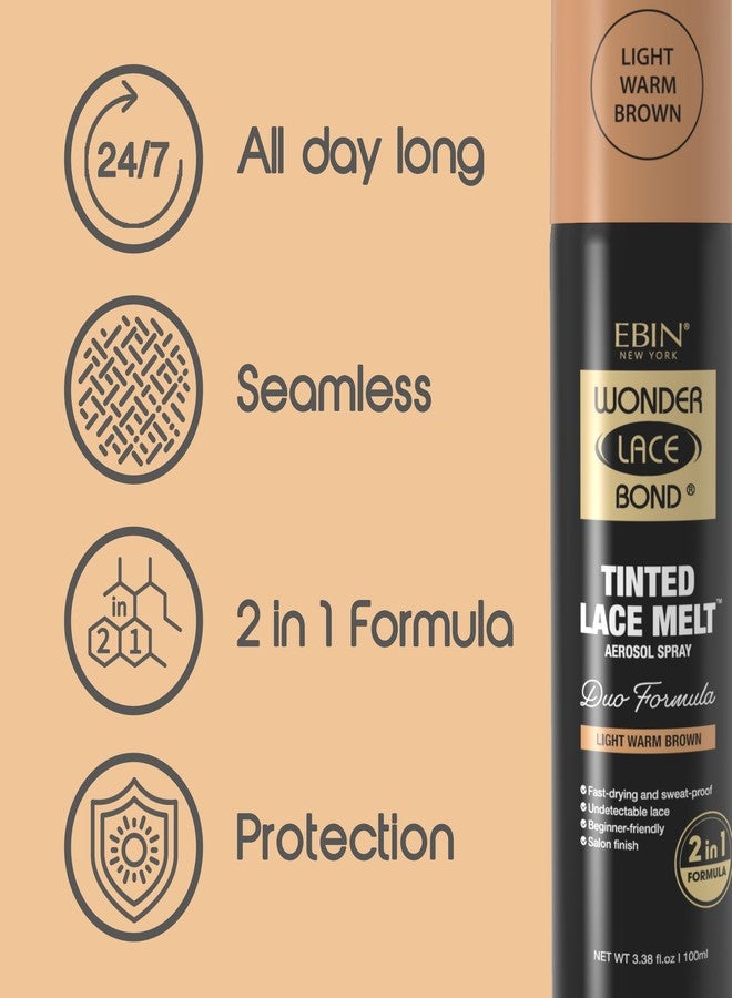 EBIN NEW YORK Wonder Lace Bond Tinted Lace Melt Aerosol Spray - Dark Brown 3.38oz/ 100ml - Quick Dry No Transfer Formula, Humid Resistant, Infused with Keratin for Protect Skin, Paraben Free - Image 4