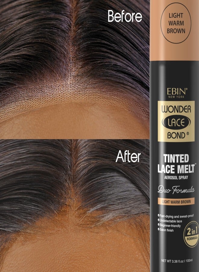 EBIN NEW YORK Wonder Lace Bond Tinted Lace Melt Aerosol Spray - Dark Brown 3.38oz/ 100ml - Quick Dry No Transfer Formula, Humid Resistant, Infused with Keratin for Protect Skin, Paraben Free - Image 5