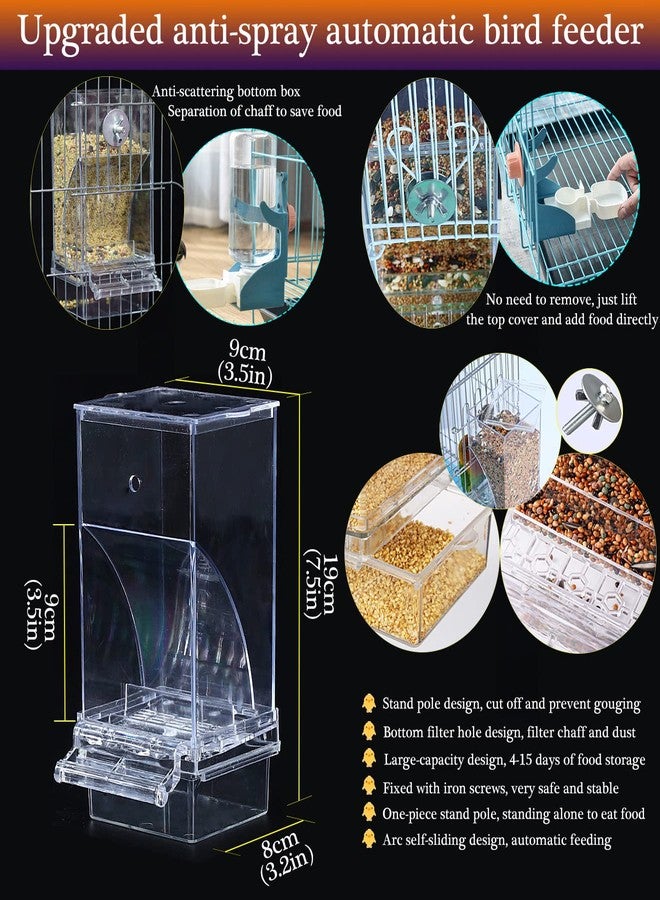 Kenond No Mess Bird Feeder Water Dispenser Set, Automatic Parrot Feeder Cage Accessories, Clear Parakeet Seed Container Food Drinker for Cage, Cockatiel Finch Lovebirds Budgies Canary (Blue) - Image 3
