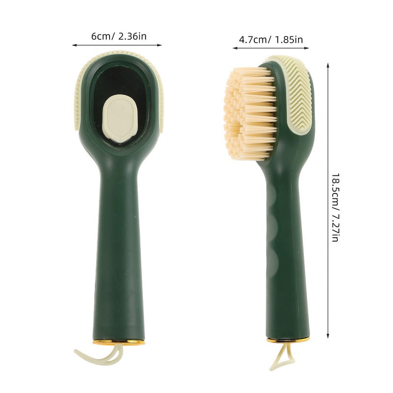 Multifunctional Shoe Cleaner Brush With Liquid Dispenser Soft Bristle For Wet And Dry Use Green - Image 3