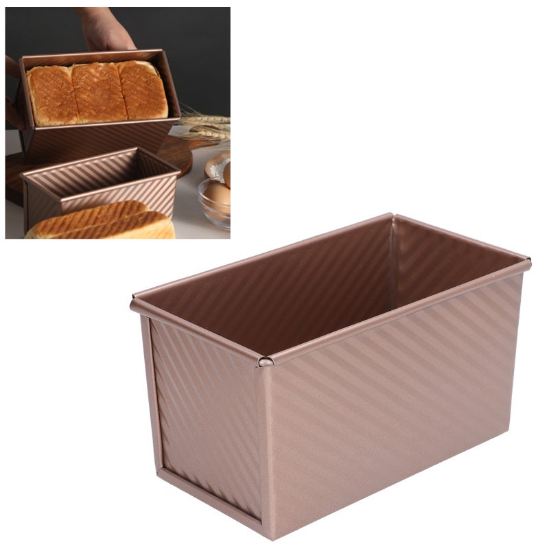 Bread Baking Pan: Golden Carbon Steel Mold With Food Grade Non-Stick Coating - Safe Edge Design Wavy Grain Vent Bread Bakeware Mold for Home Bakery Kitchen Use - Image 1