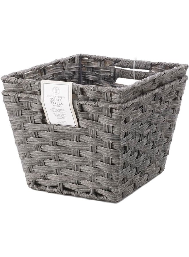 Whitmor Split Rattique Rectangular Small Storage Tote Smokey 7.5 x 9.5 x 11.5 Inch 5768-1501-2-SMK 