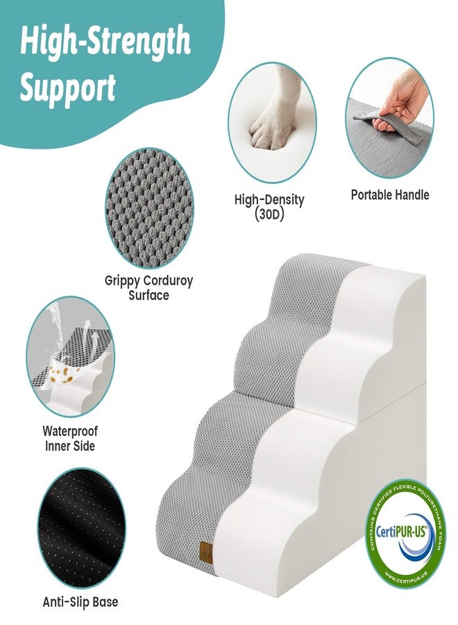 COZY KISS Detachable Curved Dog Stairs 19.7" H, 4 Step Small Dog Step for Puppy or Older Cat, Ramp for Bed, Sofa, Couch or Chair, Ladder with High Density Foam, 15.7x28.3x19.7 inch, Grey - Image 3
