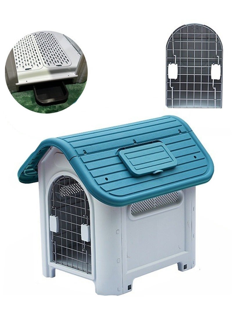 شو وو بيوت الكلاب بيت الحيوانات الأليفة مع نافذة وباب حديدي ومرحاض بيت خيمة الحيوانات الأليفة سرير القطط في الهواء الطلق أربعة فصول عامة قفص الكلب الأليف دافئ في الشتاء في الهواء الطلق كلب كبير مقاوم للمطر بيت القطط - Image 1