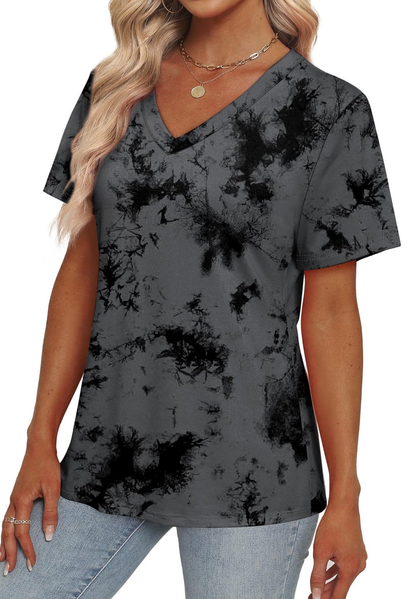 Alaroo Tshirts Shirts for Women Short Sleeve V Neck Tie Dye Tunic Tops Oversized Summer Tops Dressy Casual Print 05 XXL - Image 3