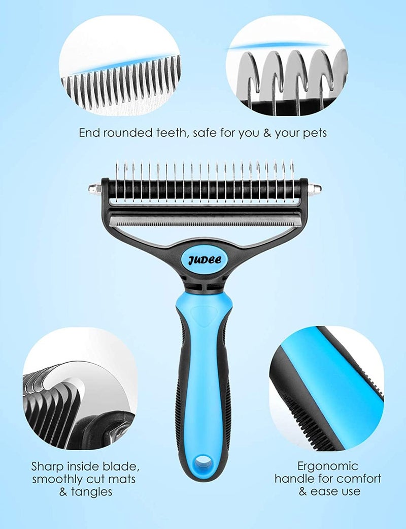 JUDEE® Dog Hair Comb for Dematting and Deshedding | 2-in-1 Tool Pet Grooming Brush | Dog Hair Brushes for Shedding and Removing Mats and Tangles | Comb for Dogs and Cat | Hair Remover Brush for Dogs - Image 2