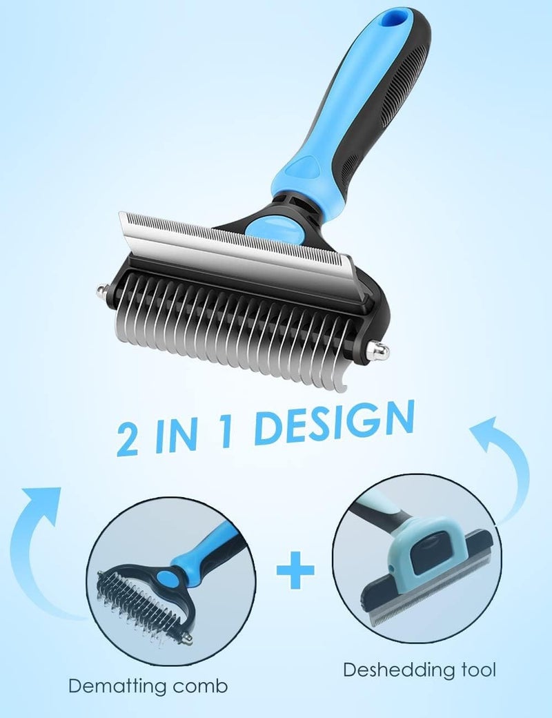 JUDEE® Dog Hair Comb for Dematting and Deshedding | 2-in-1 Tool Pet Grooming Brush | Dog Hair Brushes for Shedding and Removing Mats and Tangles | Comb for Dogs and Cat | Hair Remover Brush for Dogs - Image 3