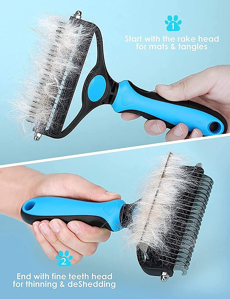JUDEE® Dog Hair Comb for Dematting and Deshedding | 2-in-1 Tool Pet Grooming Brush | Dog Hair Brushes for Shedding and Removing Mats and Tangles | Comb for Dogs and Cat | Hair Remover Brush for Dogs - Image 4