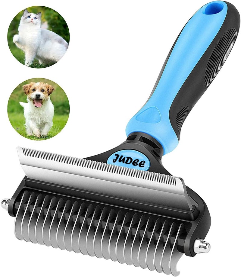 JUDEE® Dog Hair Comb for Dematting and Deshedding | 2-in-1 Tool Pet Grooming Brush | Dog Hair Brushes for Shedding and Removing Mats and Tangles | Comb for Dogs and Cat | Hair Remover Brush for Dogs - Image 1