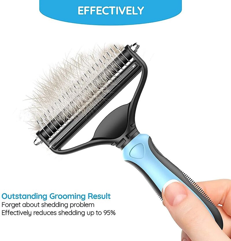 JUDEE® Dog Hair Comb for Dematting and Deshedding | 2-in-1 Tool Pet Grooming Brush | Dog Hair Brushes for Shedding and Removing Mats and Tangles | Comb for Dogs and Cat | Hair Remover Brush for Dogs - Image 5