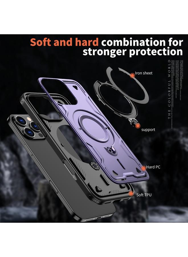 اس-توب جراب لهاتف iPhone 16 Pro Max PC Hybrid TPU Armor MagSafe Ring Holder جراب هاتف - Image 5