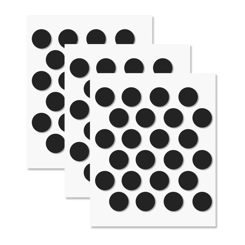 UNMAR Black Self-Adhesive Screw Hole Stickers - 72 Pcs. 0.79 Inch / 20 Mm Peel Stick Dust Proof Tape, Water Resistance Pvc Caps For Wood Cabinets, Furniture, Drawer, Wardrobe, Kitchen, Table - Image 1