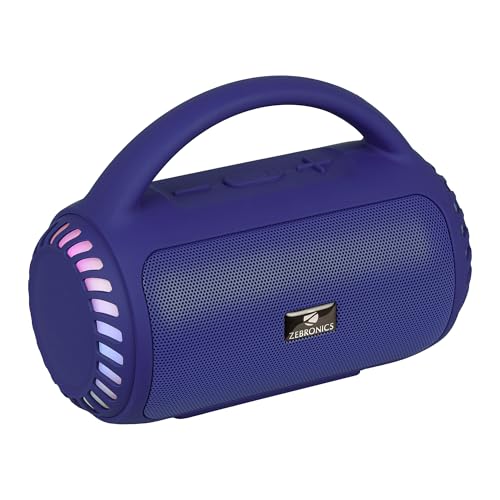 Zebronics Portable Bluetooth Speaker, 8W, Upto 5 Hours Playback, BTv5.3, mSD, TWS, USB, 8 Multi-Color LED Modes, Call Function, Type-C Charge, Deep Bass, Carry Handle (County 5 Plus, Blue) - Image 1