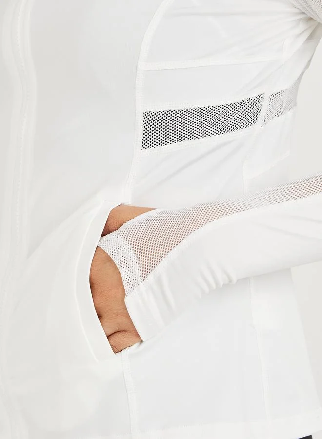 Styli Active Mesh Insert Pocket Detail Zip Up Thumbhole Jacket