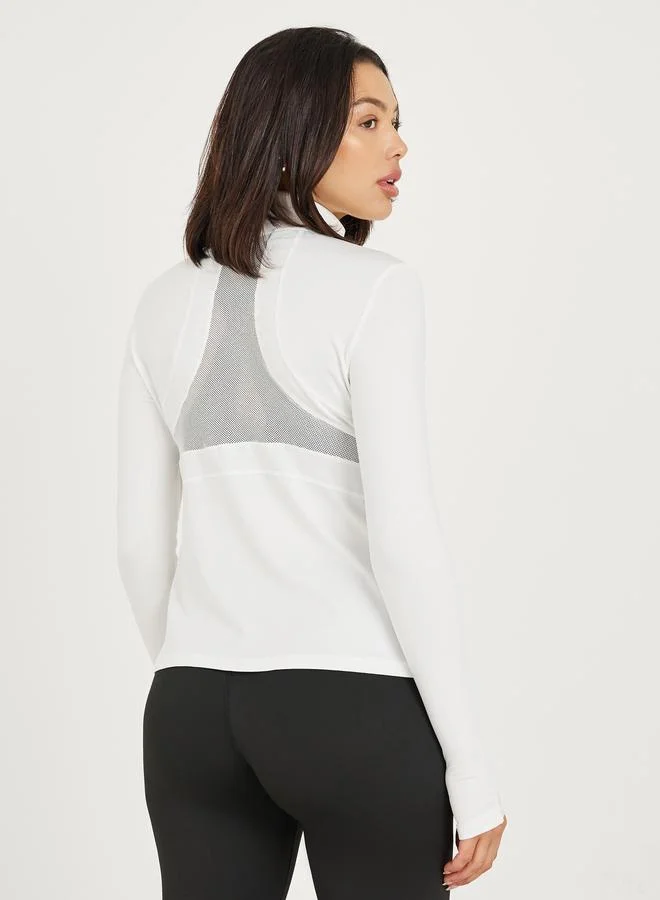 Styli Active Mesh Insert Pocket Detail Zip Up Thumbhole Jacket