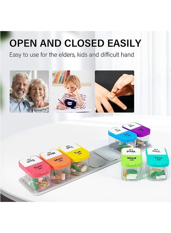 lebonaer Extra Large Weekly Pill Organizer 2 Times A Day, Pill Box 7 Day Am Pm to Hold Daily Medicine Vitamin and Supplements for Elders, Arthrtic Patients and Kids - Image 2