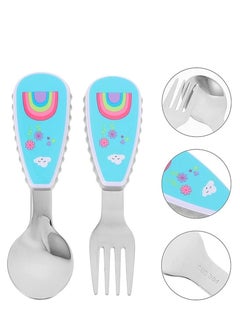 Brain Giggles Brain Giggles Stainless Steel Kids Cutlery Set Children Spoon and Fork with Case Rainbow Handle Design  - Image 3