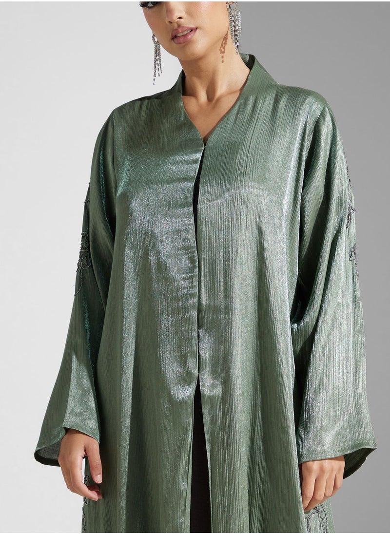 hayas closet - Embellished High Neck Abaya - Image 1