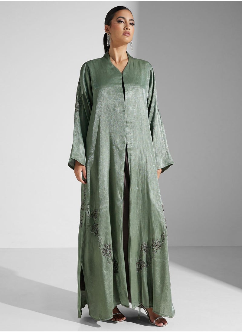 hayas closet - Embellished High Neck Abaya - Image 1