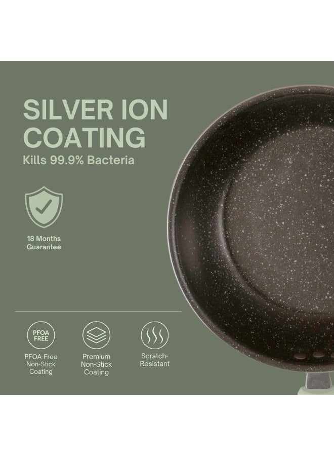 NIRLEP NutriHealth Pro 24cm Induction Deep Fry Pan | Silver Ion Coating, Induction Compatible, Metal Spoon Friendly, Heavy Duty Handles With Soft Touch Finish  - Image 3