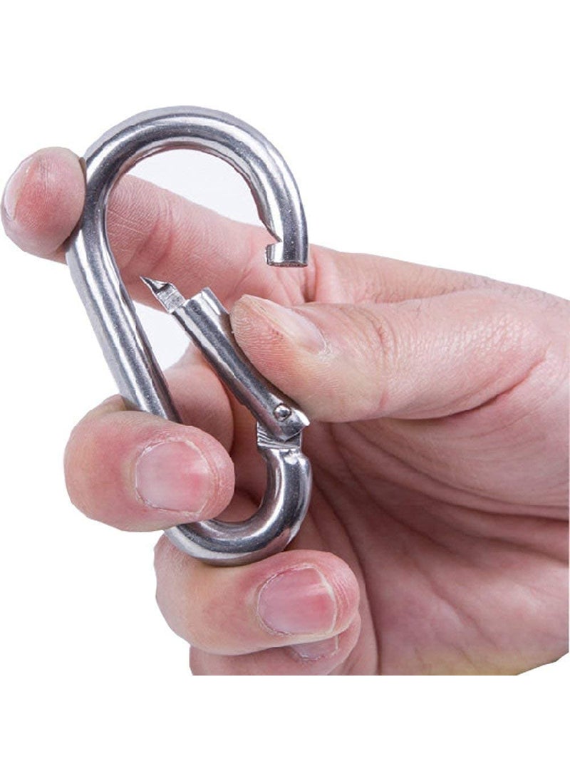 keycraze keycraze Stainless Steel Snap Hook Heavy Duty Safety Lock Cable Attachment SnapHooks for WeightLifting Mountain Climbing Gym and Home M80x8 Metal Carabiner for Everyday Use M8x80 6Pc  - Image 5