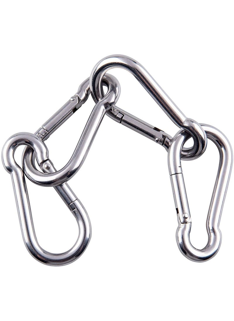 keycraze keycraze Stainless Steel Snap Hook Heavy Duty Safety Lock Cable Attachment SnapHooks for WeightLifting Mountain Climbing Gym and Home M80x8 Metal Carabiner for Everyday Use M8x80 6Pc  - Image 2