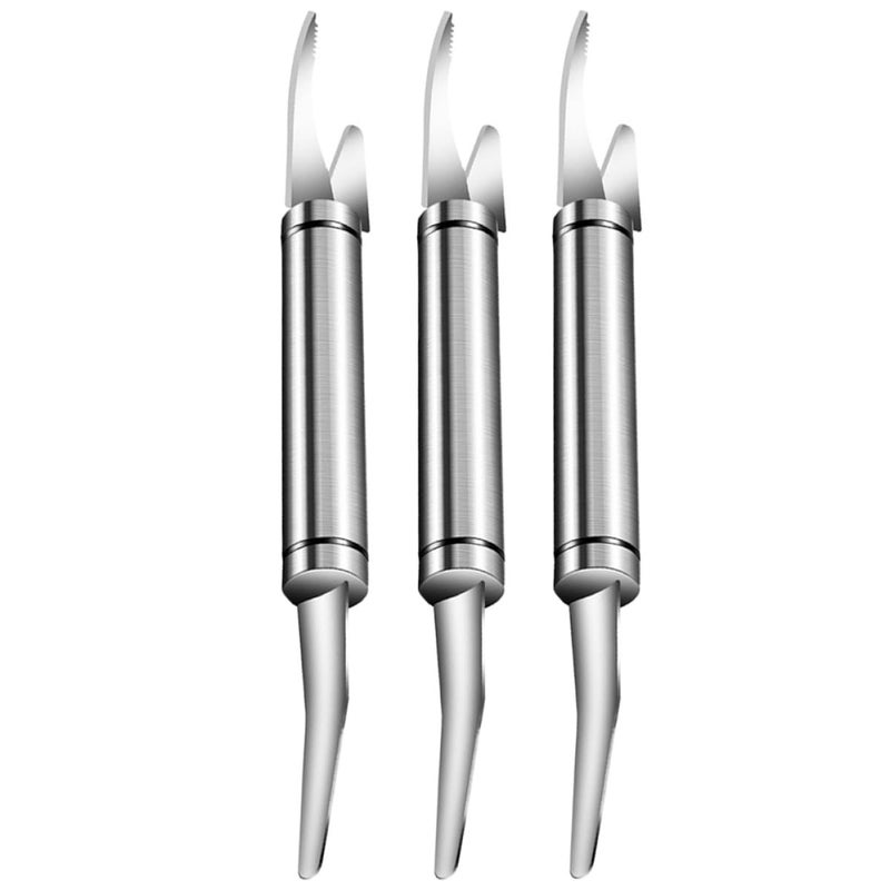 Stainless Steel Shrimp Peeler and Fish Scale Remover Set 3pcs Kitchen Seafood Cleaning Tools - Image 2
