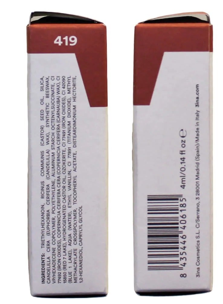 3INA MATTE LIPSTICK CHOCOLATE 419 - Image 2