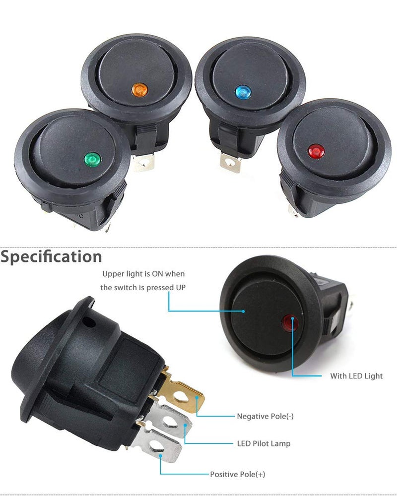 CentIoT - Round Rocker 12V 16A ON-OFF SPST Switch for Auto/Car/Boat - with indicator (RED DOT) - Image 3