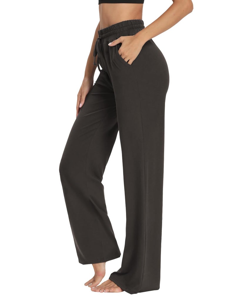 Sarin Mathews Womens Yoga Sweatpants Wide Leg Lounge Pajamas Pants Comfy Drawstring Workout Joggers Pants with Pockets Chocolate M - Image 2