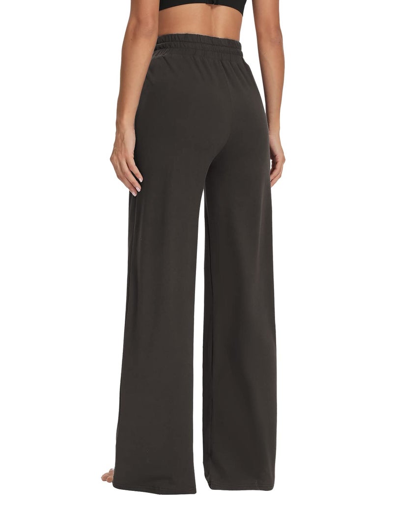 Sarin Mathews Womens Yoga Sweatpants Wide Leg Lounge Pajamas Pants Comfy Drawstring Workout Joggers Pants with Pockets Chocolate M - Image 4