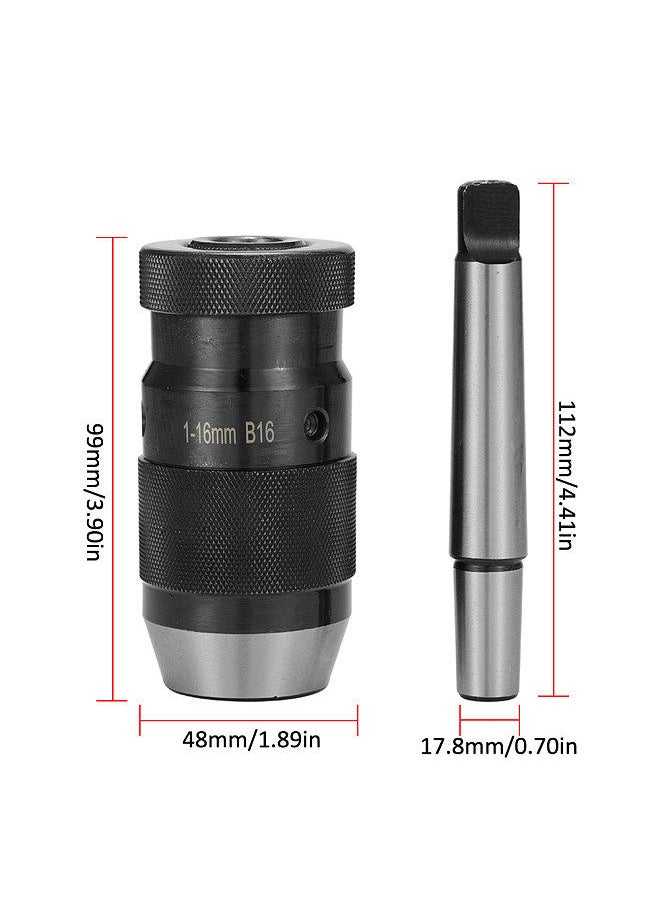 Generic - Heavy-duty Self-tightening Drill Chuck with Handle Integrated Quick Change Keyless Chuck MT-B16 1-16mm Clamping Range B16 MT2 Self-Tighten for Lathe Drill Chuck - Image 1