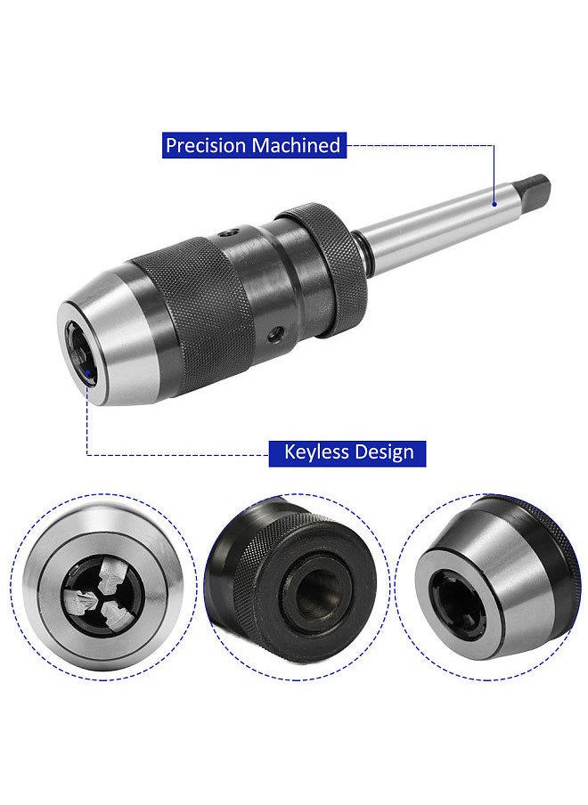 Generic - Heavy-duty Self-tightening Drill Chuck with Handle Integrated Quick Change Keyless Chuck MT-B16 1-16mm Clamping Range B16 MT2 Self-Tighten for Lathe Drill Chuck - Image 1