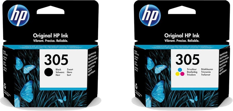 Hp Genuine 305 Black & Tri-Colour Ink Cartridge, Multipack, 3Ym61Ae, 3Ym60Ae - Image 1