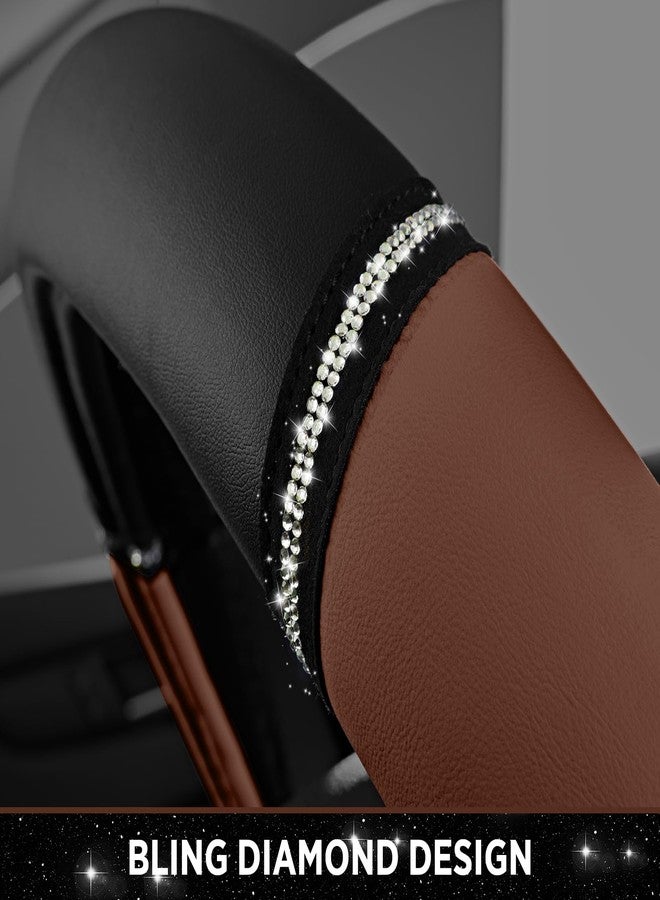 Road Comforts Leather Steering Wheel Cover - Made with PVC Leather - Anti-Slip, Universal Fit 14 1/2 inches to 15 inches - Brown - Image 5