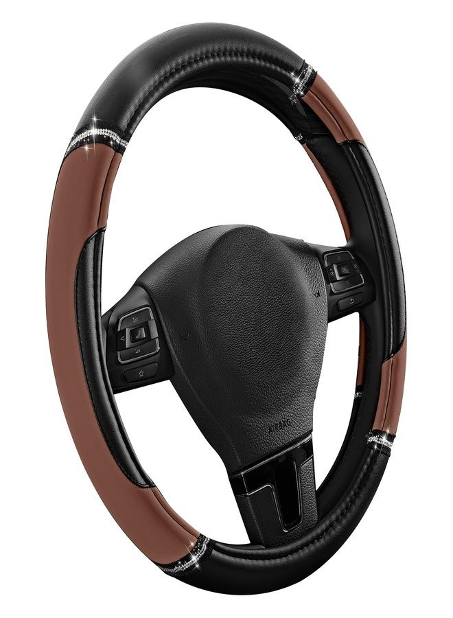Road Comforts Leather Steering Wheel Cover - Made with PVC Leather - Anti-Slip, Universal Fit 14 1/2 inches to 15 inches - Brown - Image 2
