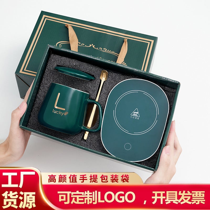 55 Degree Warm Cup Set Cup Constant Temperature Cup Heated Water Cup Ceramic Mug Practical Coffee Cup Business Gift - Image 2