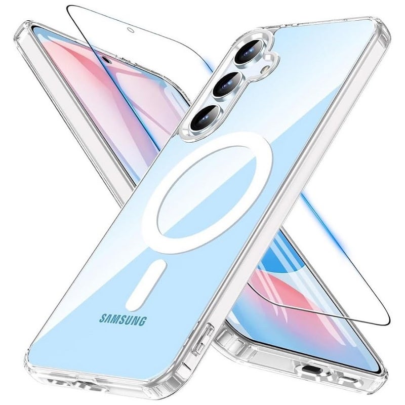 ShieldTech Back Cover Case + Screen Protector for Samsung Galaxy S24 FE 5G | Mag-Safe Compatible | Transparent Back Cover Case for Samsung Galaxy S 24 FE 5G / S24FE 5G | TPU Transparent Case Cover - Image 1